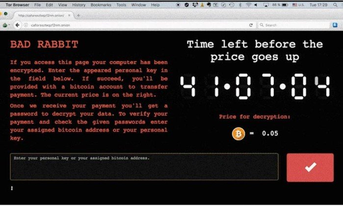 Tela de resgate de ataque ransomware.